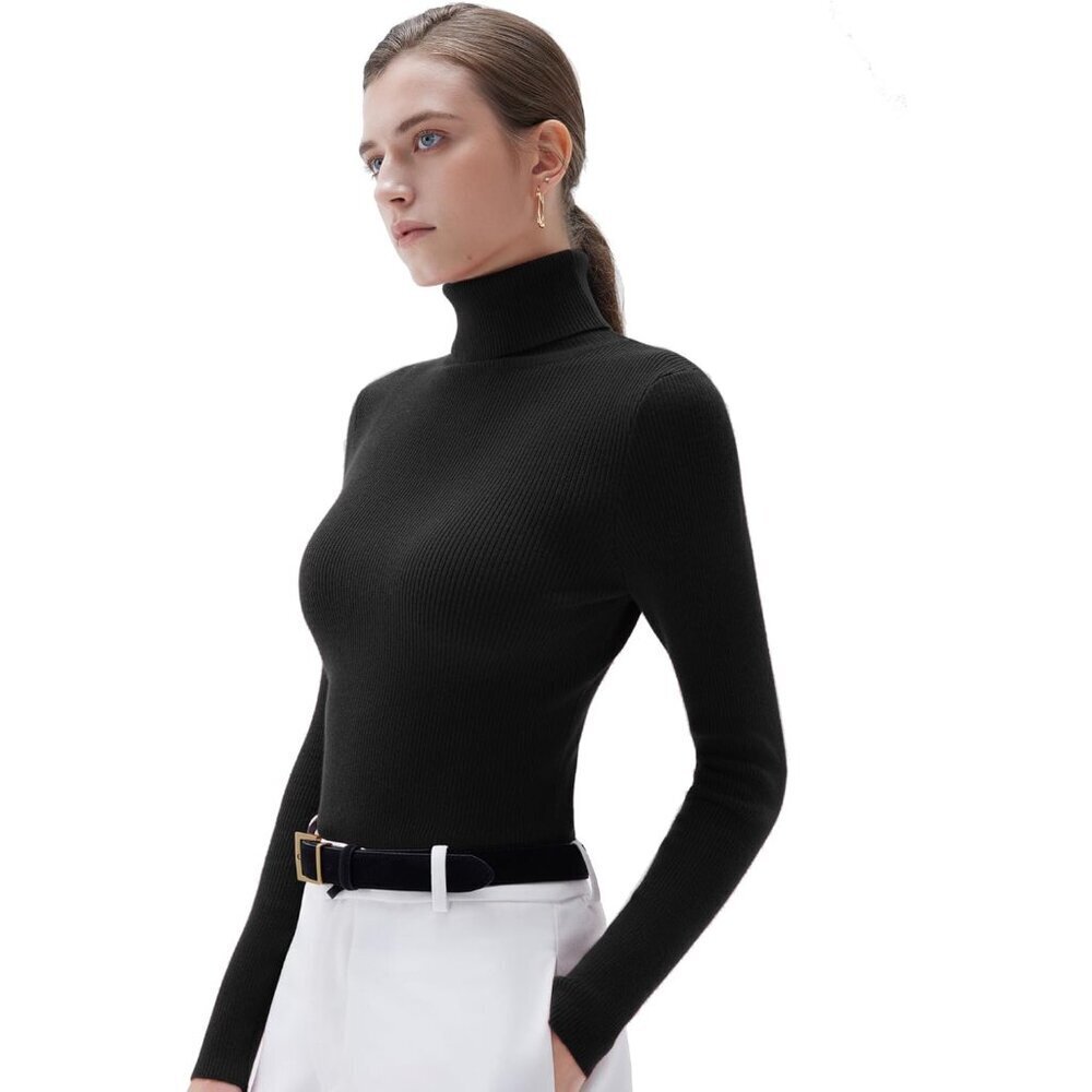Women Cashmere Turtleneck Sweater Long Sleeve Fall Winter Top Casual